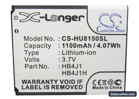 T-Mobile Comet Replacement Battery, 3.7V, 1100mAh, Li-ion 5