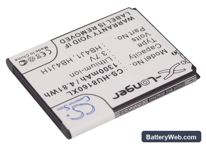 MetroPCS HWM835-R Replacement Battery, 3.7V, 1300mAh, Li-ion 2