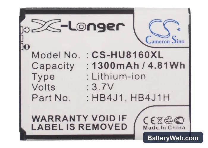 MetroPCS HWM835-R Replacement Battery, 3.7V, 1300mAh, Li-ion 5