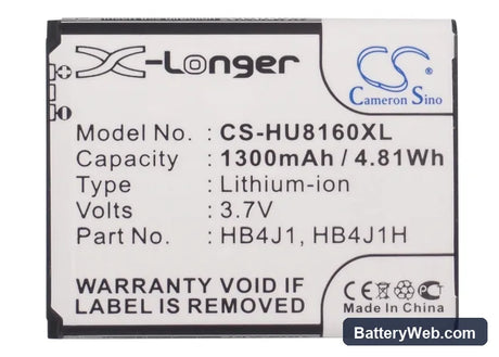 MetroPCS HWM835-R Replacement Battery, 3.7V, 1300mAh, Li-ion 5
