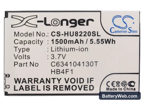Huawei U8220 Replacement Battery, 3.7V, 1500mAh, Li-ion 5