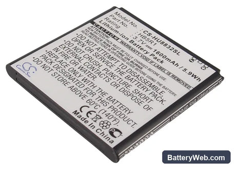Huawei U8832 Replacement Battery, 3.7V, 1600mAh, Li-ion 1