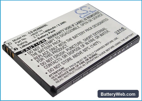 Huawei U8860 Replacement Battery, 3.7V, 1400mAh, Li-ion 1