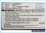 Huawei U8860 Replacement Battery, 3.7V, 1400mAh, Li-ion 5