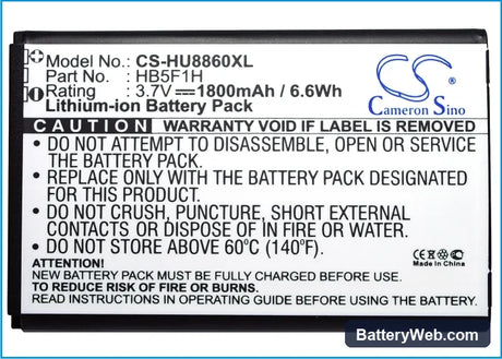 Huawei U8860 Replacement Battery, 3.7V, 1800mAh, Li-ion 5