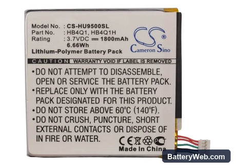 Huawei U9500 Replacement Battery, 3.7V, 1800mAh, Li-Polymer 6