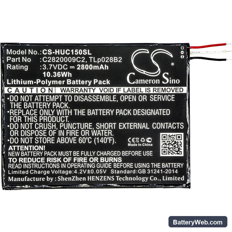 Alcatel OT-8055 Replacement Battery, 3.7V, 2800mAh, Li-Polymer 3