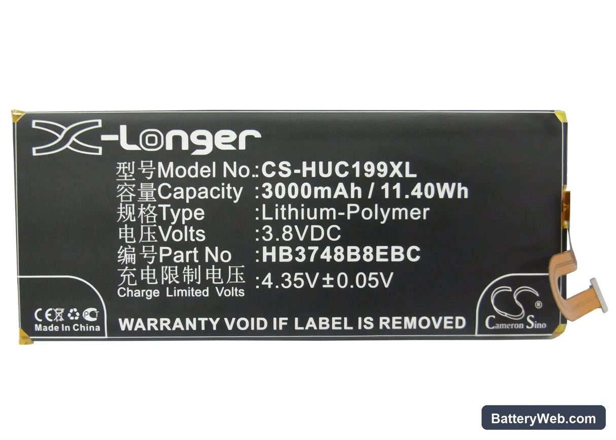 Huawei C199 Replacement Battery, 3.8V, 3000mAh, Li-Polymer 5