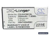 Huawei C8816 Replacement Battery, 3.8V, 2000mAh, Li-ion 5