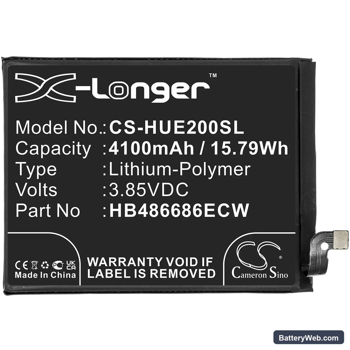 Huawei Enjoy 20 Plus Replacement Battery, 3.85V, 4100mAh, Li-Polymer 3