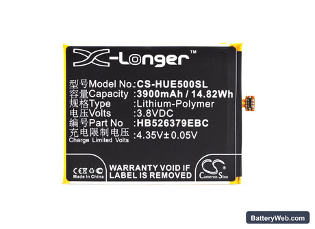 Huawei Enjoy 5 Replacement Battery, 3.8V, 3900mAh, Li-Polymer 5