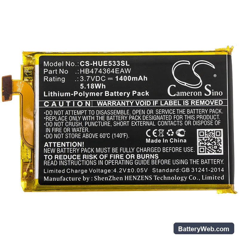 Huawei E5338 Replacement Battery, 3.7V, 1400mAh, Li-Polymer 3