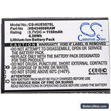 Huawei E5573 Replacement Battery, 3.7V, 1150mAh, Li-ion 3