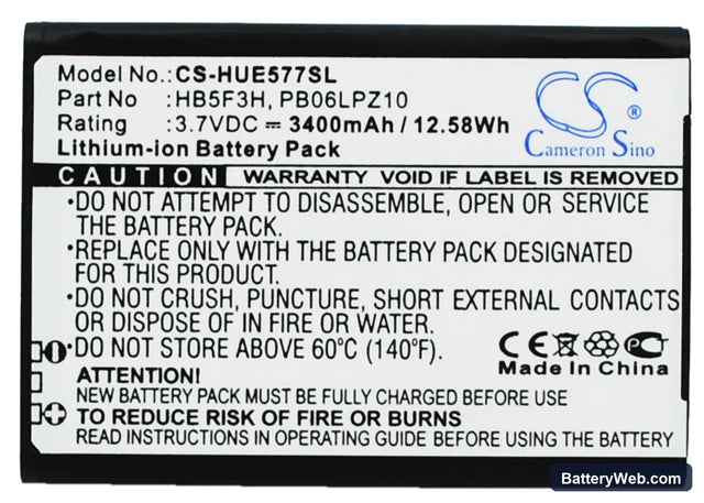 Huawei E5372T Replacement Battery, 3.7V, 3400mAh, Li-ion 1