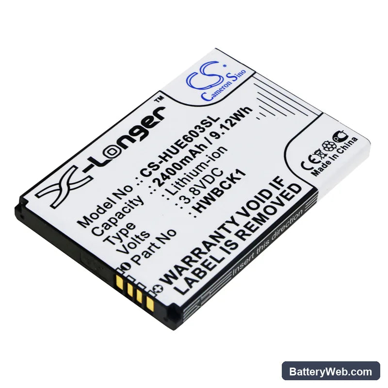 Huawei 601HW Replacement Battery, 3.8V, 2400mAh, Li-ion 1
