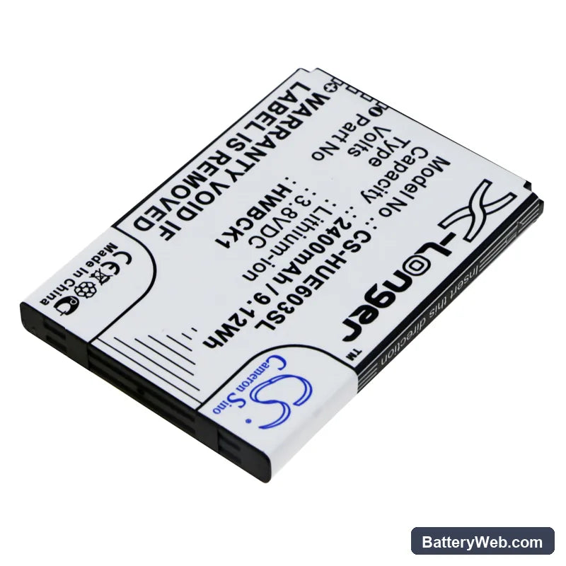 Huawei 601HW Replacement Battery, 3.8V, 2400mAh, Li-ion 2