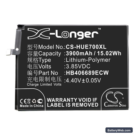 Huawei Enjoy 7 Plus Replacement Battery, 3.85V, 3900mAh, Li-Polymer 3