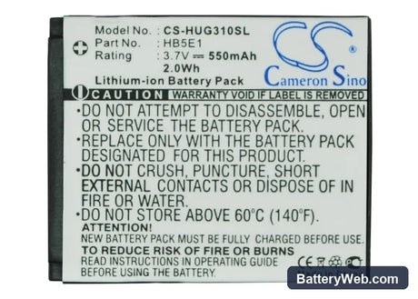 Huawei G2201 Replacement Battery, 3.7V, 550mAh, Li-ion 5