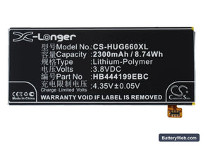 Huawei Ascend G660 Replacement Battery, 3.8V, 2300mAh, Li-Polymer 1