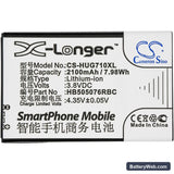 Huawei A199 Replacement Battery, 3.8V, 2100mAh, Li-ion 3