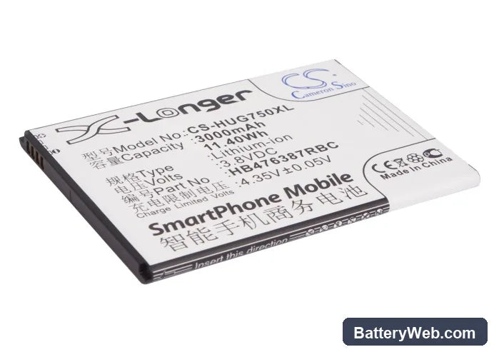 Huawei Ascend G750 Replacement Battery, 3.8V, 3000mAh, Li-ion 1