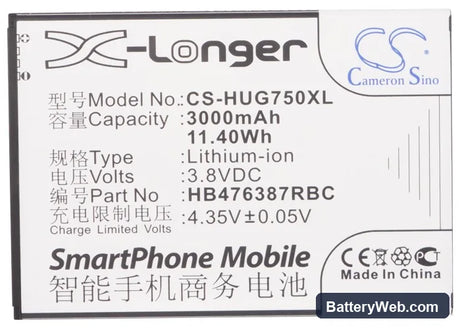 Huawei Ascend G750 Replacement Battery, 3.8V, 3000mAh, Li-ion 5