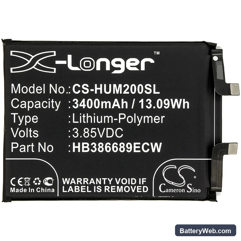 Huawei Honor Magic 2 Replacement Battery, 3.85V, 3400mAh, Li-Polymer 3