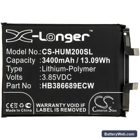 Huawei Honor Magic 2 Replacement Battery, 3.85V, 3400mAh, Li-Polymer 3