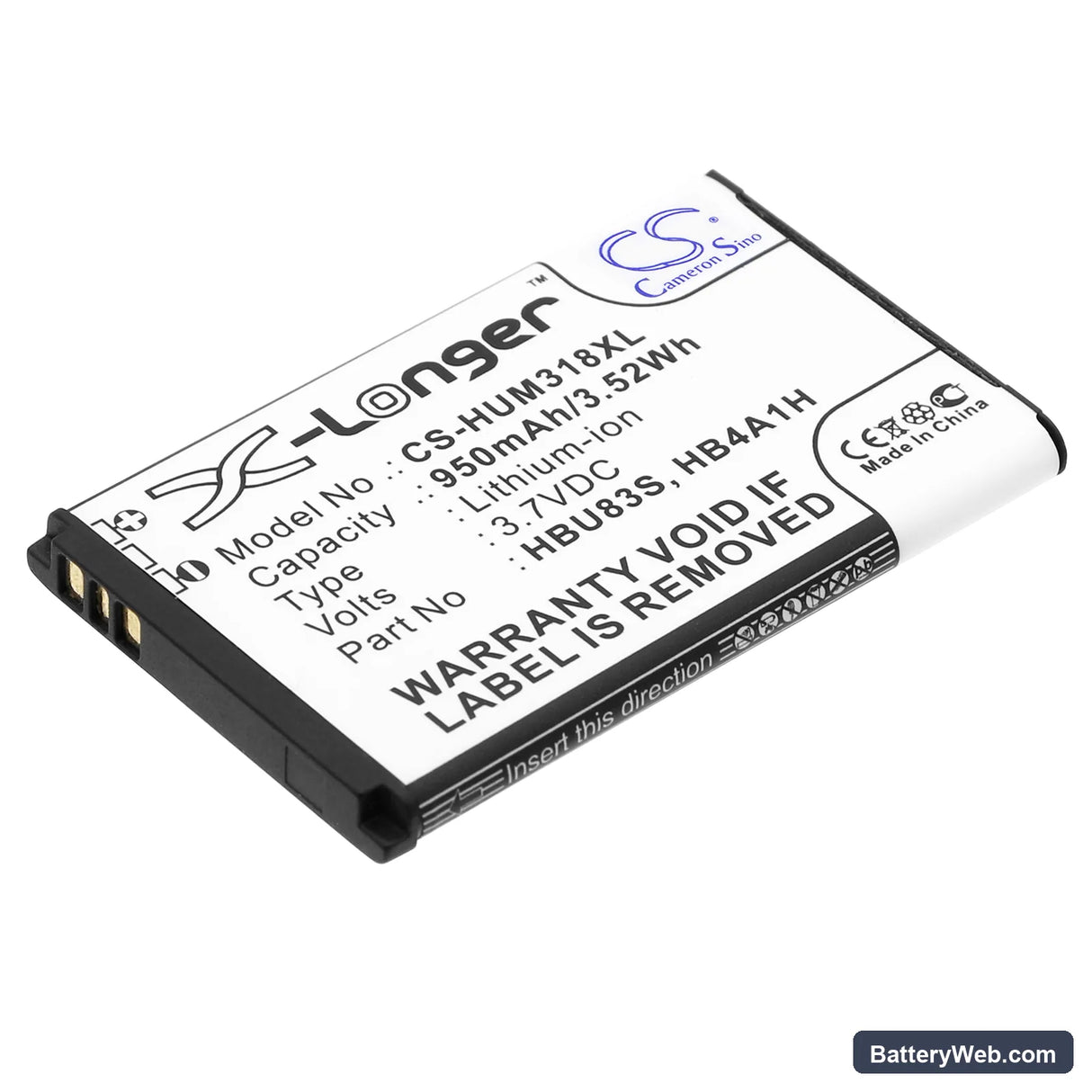 AT&T GoPhone U2800A Replacement Battery, 3.7V, 950mAh, Li-ion 1
