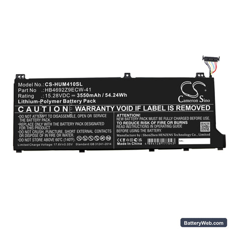 Honor Magicbook 14 Replacement Battery, 15.28V, 3550mAh, Li-Polymer 3