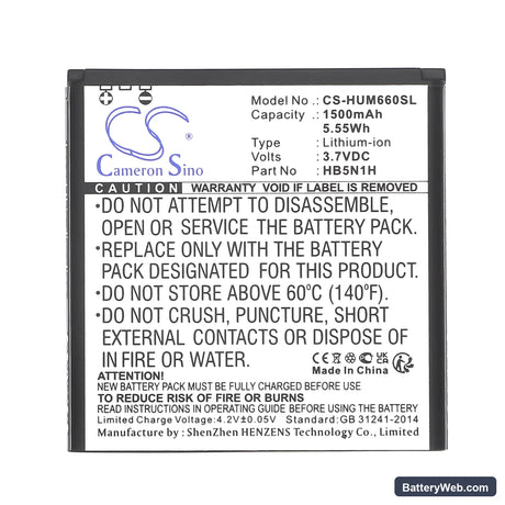 Fairphone F1B101 Replacement Battery, 3.7V, 1500mAh, Li-ion 4