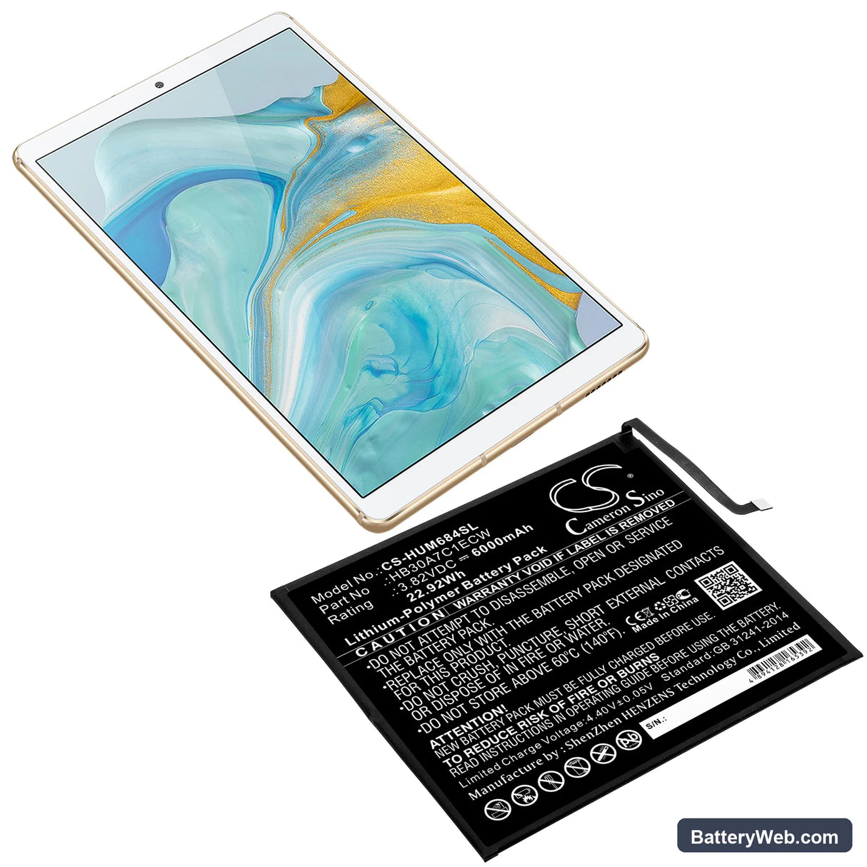 Huawei MediaPad M6 8.4 Replacement Battery, 3.82V, 6000mAh, Li-Polymer 5
