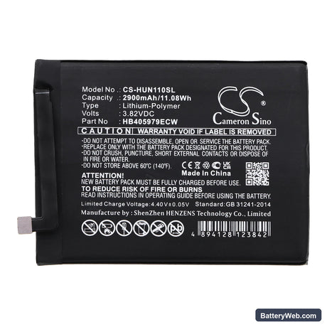 Huawei Nova Replacement Battery, 3.82V, 2900mAh, Li-Polymer 3