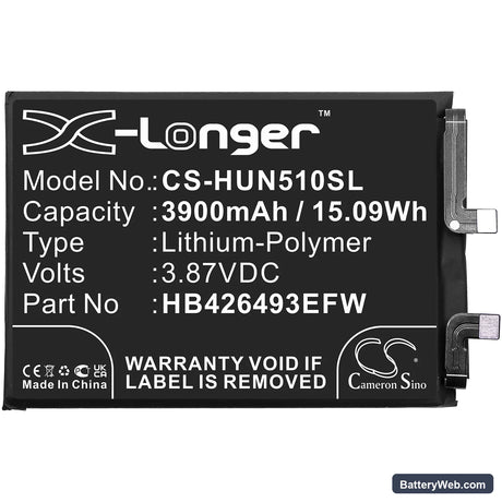 Huawei Honor 50 SE Replacement Battery, 3.87V, 3900mAh, Li-Polymer 3