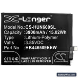 Huawei Nova 6 Replacement Battery, 3.85V, 3900mAh, Li-Polymer 3