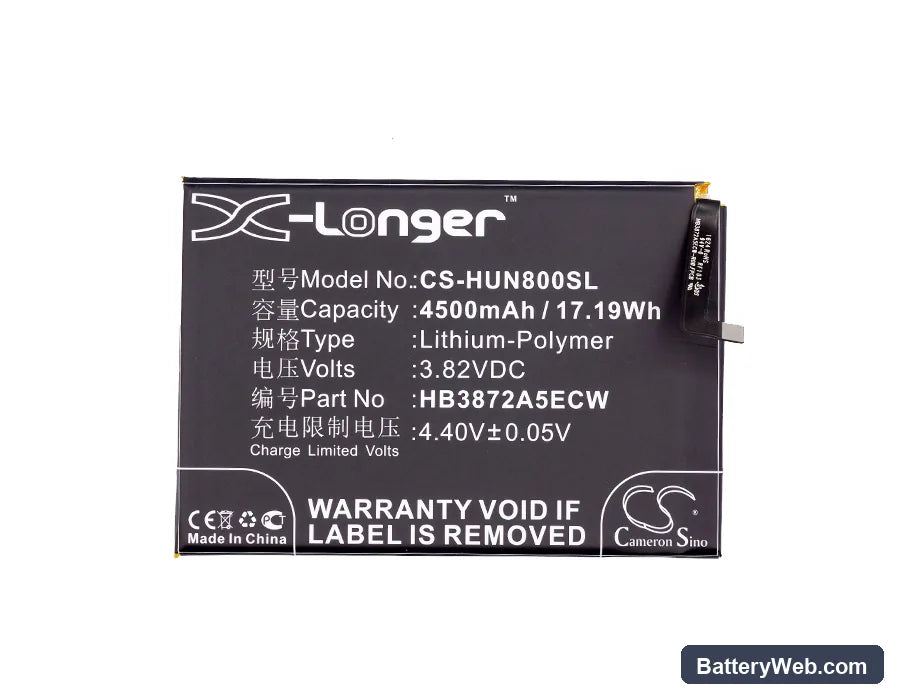 Huawei Honor Note 8 Replacement Battery, 3.82V, 4500mAh, Li-Polymer 5