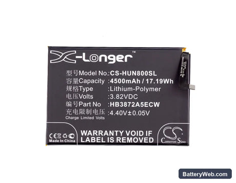Huawei Honor Note 8 Replacement Battery, 3.82V, 4500mAh, Li-Polymer 5