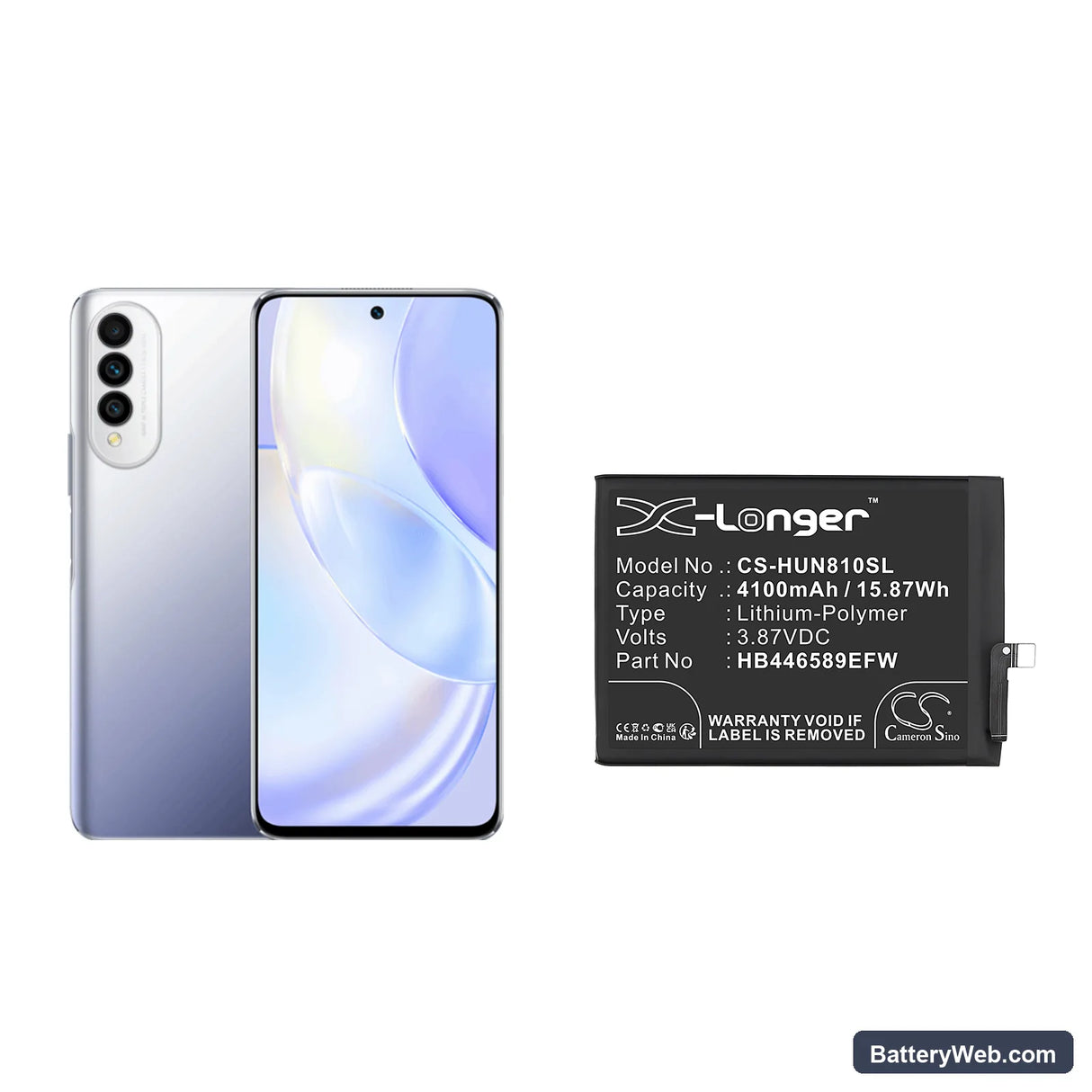 Huawei Nova 8 SE Replacement Battery, 3.87V, 4100mAh, Li-Polymer 5