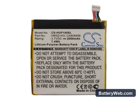 Huawei Ascend P1 XL Replacement Battery, 3.7V, 2000mAh, Li-Polymer 5