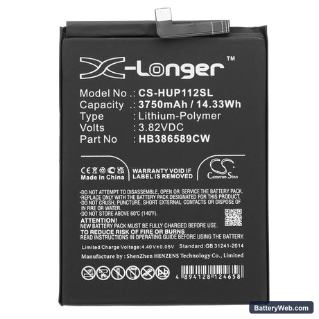 Huawei P10 Plus Replacement Battery, 3.82V, 3750mAh, Li-Polymer 3