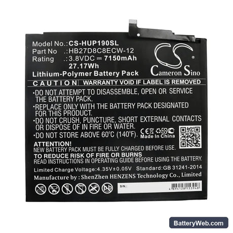 Huawei MatePad Pro Replacement Battery, 3.8V, 7150mAh, Li-Polymer 3