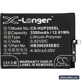 Huawei P20 Replacement Battery, 3.82V, 3300mAh, Li-Polymer 3