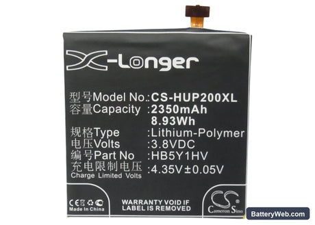 Huawei Ascend P2 Replacement Battery, 3.8V, 2350mAh, Li-Polymer 5
