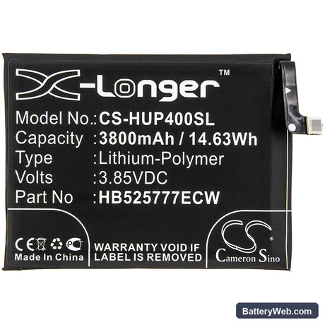 Huawei P40 Replacement Battery, 3.85V, 3800mAh, Li-Polymer 3
