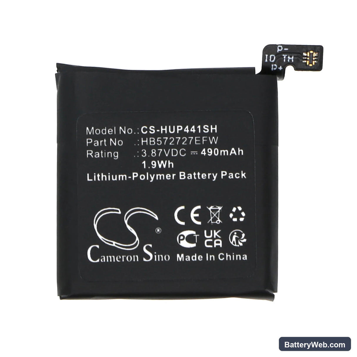 Huawei Watch GT4 41mm Replacement Battery, 3.87V, 490mAh, Li-Polymer 3