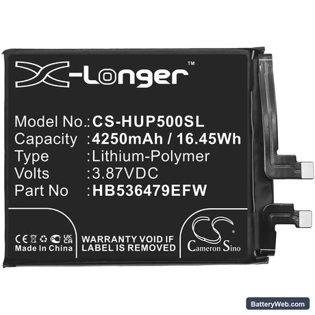 Huawei P50 Pro Replacement Battery, 3.87V, 4250mAh, Li-Polymer 3