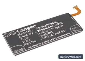 Huawei Ascend P6 Replacement Battery, 3.8V, 2000mAh, Li-Polymer 1