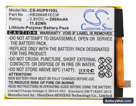 Huawei P9 Lite Replacement Battery, 3.8V, 2900mAh, Li-Polymer 5