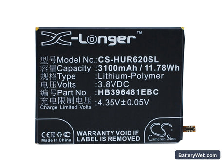 Huawei Honor 6 Extreme Edition Replacement Battery, 3.8V, 3100mAh, Li-Polymer 1