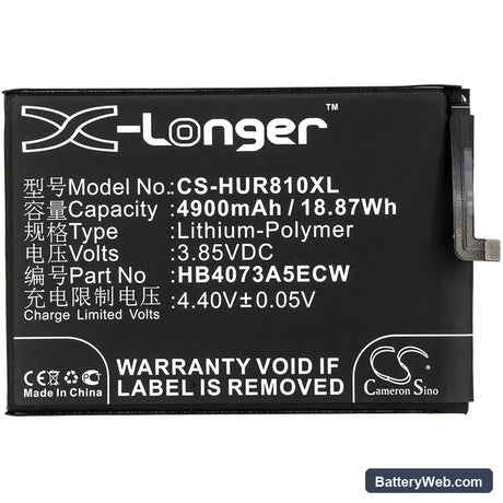Huawei Honor 8X Max Replacement Battery, 3.85V, 4900mAh, Li-Polymer 3